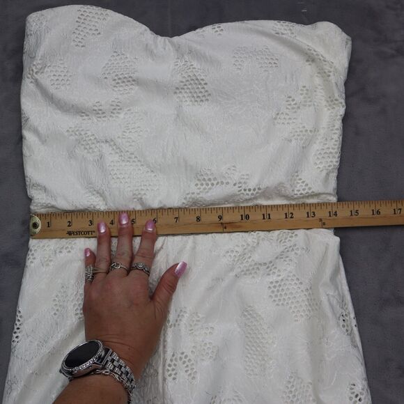 Jacaranda Jumpsuits Womens L White Strapless Floral Print Sweetheart Pullover - Picture 3 of 16